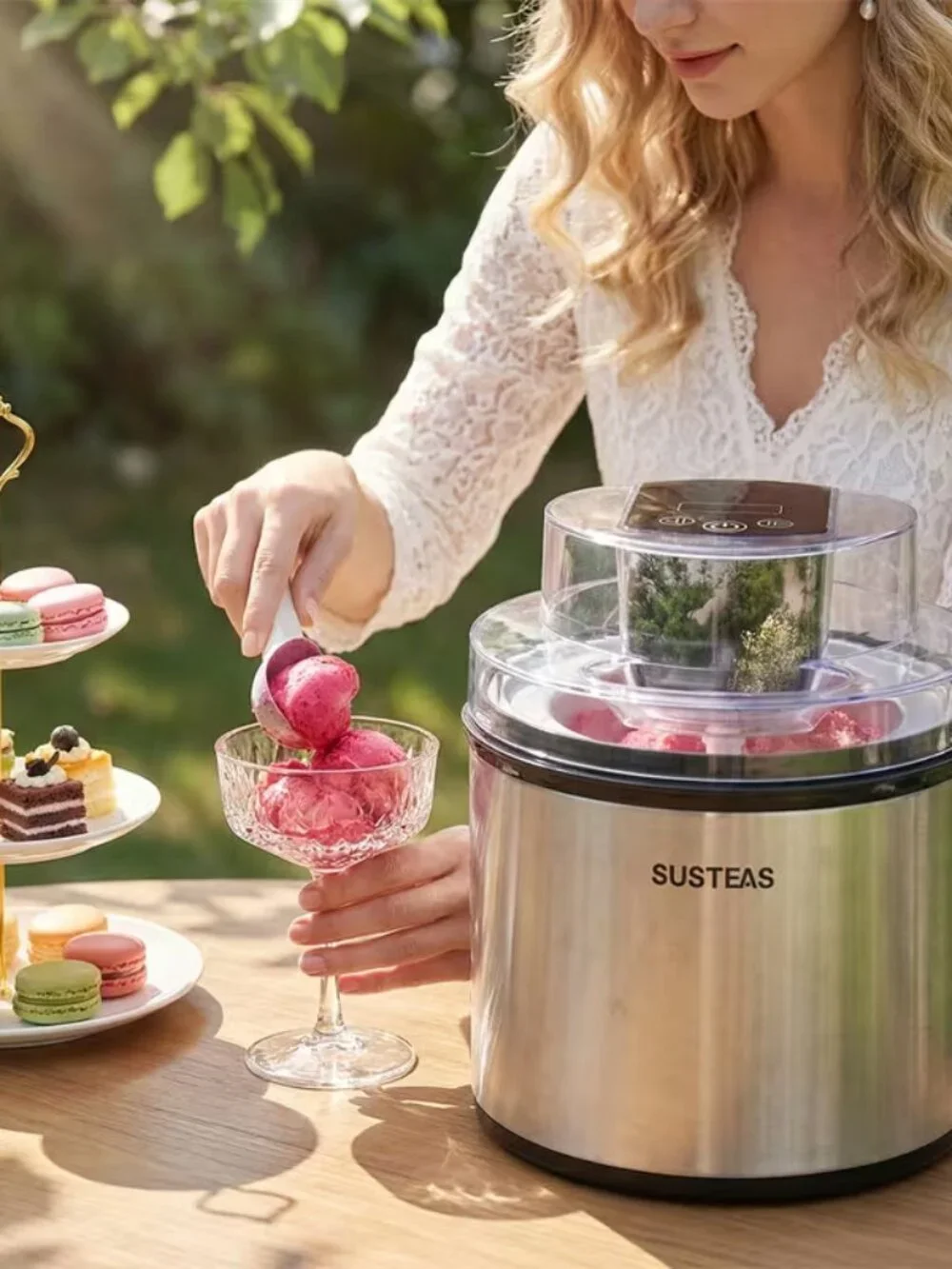 2 L Single-Serve Large Capacity DIY Ice Cream Maker Stainless Steel